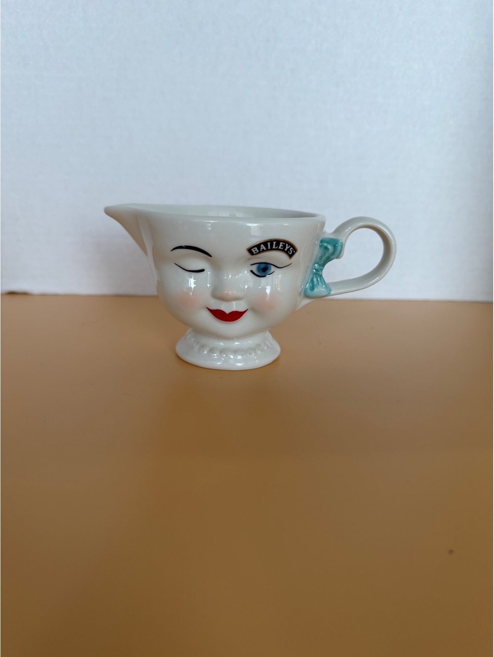 Baileys Ceramic Creamer Pitcher with Winking Face Design